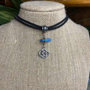 Leather Choker w Crystal accent